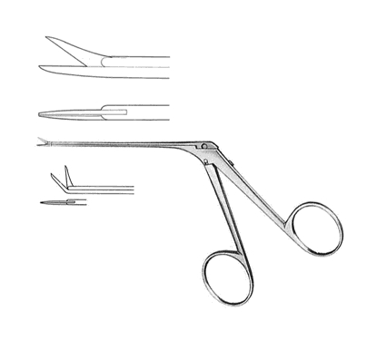 Bellucci Micro Ear Scissors 80 mm Shaft, 4.0 mm Blade Size, Curved Up
