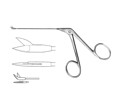 Wullstein Micro Ear Scissors, 4.0 mm Blade Size, Curved Up