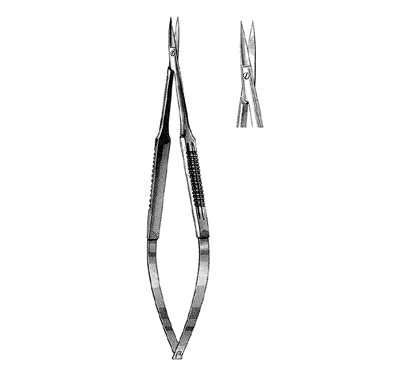 Microsurgical Scissors 15.0 cm, Wide Handle, Regular Blade, Serrated, Straight