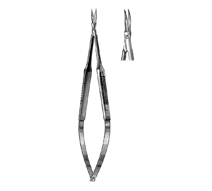 Microsurgical Scissors 15.0 cm, Wide Handle, Micro Blade, Curved