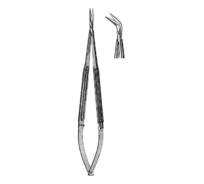 Microsurgical Scissors 18.0 cm, Round Handle, Regular Blade, Angled on Side 60