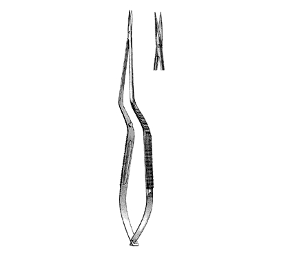 Microsurgical Scissors 21.0 cm, Round Handle, Bayonet Shape, Regular Blade, Straight