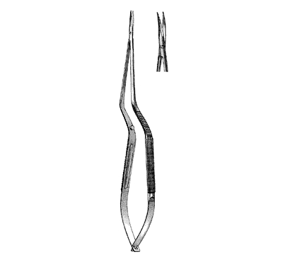 Microsurgical Scissors 21.0 cm, Round Handle, Bayonet Shape, Regular Blade, Curved