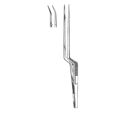 Jacobsons Forceps 18.5 cm, Bayonet Handle, Angled Blunt Tips