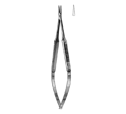 Microsurgical Needle Holder 15.0 cm, Round Handle, Straight Jaws