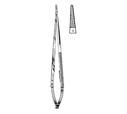 Microsurgical Needle Holders 18.0 cm, Serrated, Car-Bite Jaws
