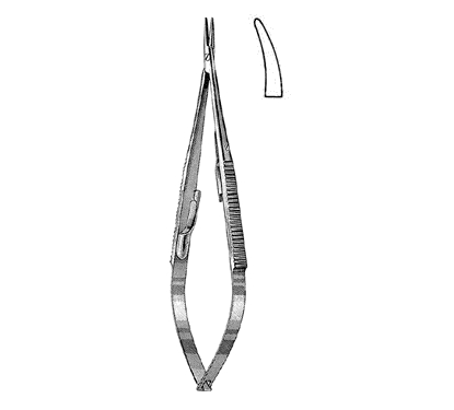 Castroviejo Needle Holder 14.0 cm, 11 mm Smooth Jaws, Flat Serrated Handle with Lock, Straight