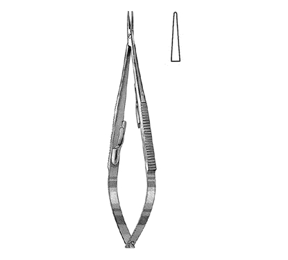 Castroviejo Needle Holder 14.0 cm, 10 mm Smooth Jaws, Flat Serrated Handle with Lock, Straight