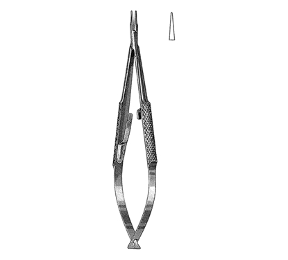 Barraquer Needle Holder 10.2 cm, 10 mm Smooth Jaws, Round Knurled Handle, Straight, without Lock