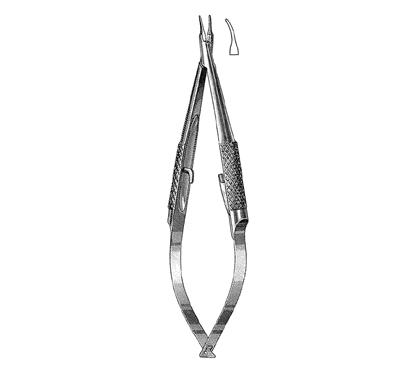 Mc Pherson Needle Holder 10.2 cm, 10 mm Smooth Jaws, Flat Serrated Handle, Straight, with Lock