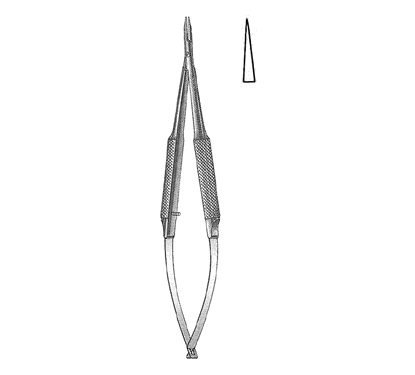 Anis Needle Holder 13.0 cm, 8 mm Smooth Jaws, Round Knurled Handle without Lock, Straight