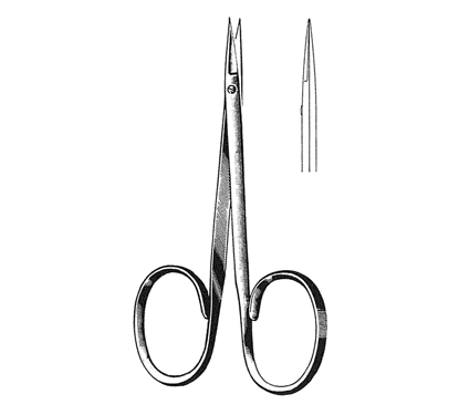 Iris Scissors 8.9 cm, 12 mm Blades, Delicate, Flat Shanks, Straight