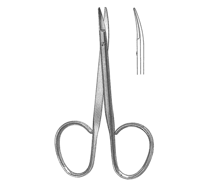 Utility Scissors 10.5 cm, 15 mm Blades, Flat Shanks, Curved
