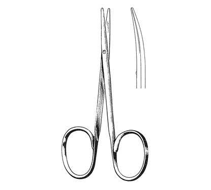 Strabismus Scissors 10.5 cm, 25 mm Blades, Flat Shanks, Curved
