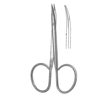 Stevens Stitch Scissors 9.5 cm, 12 mm Blades, Curved Sharp Tips, Flat Shanks