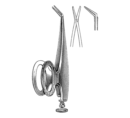Barraquer-Dewecker Iris Scissors 5.7 cm, 7 mm Blades, Angled on Flat, Blunt Tips