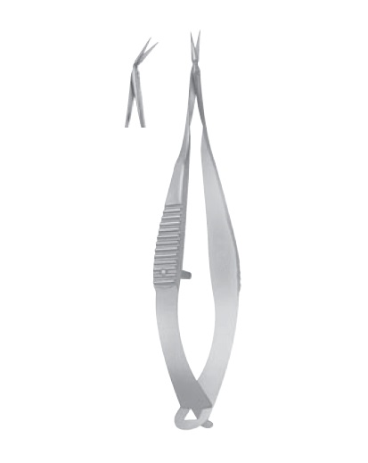 Vannas Capsulotomy Scissors, 5mm long blades, sharp tips, angled forward