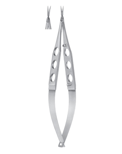 Vannas Capsulotomy Scissors, 7mm extra thin long blades, sharp tips, curved