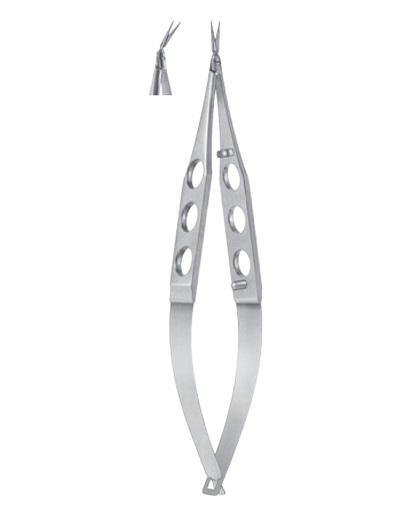 Gills-Vannas Capsulotomy Scissors, 7mm extra thin long blades, sharp tips, angled forward