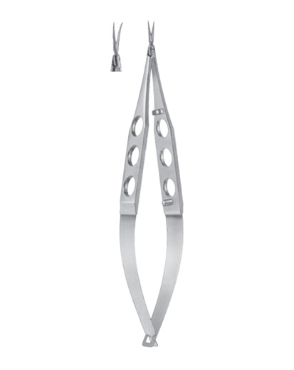 Vannas Capsulotomy Scissors, 10mm extra thin long blades, sharp tips, curved