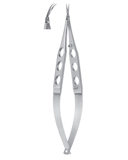 Gills Capsulotomy Scissors, 10mm long angled blades, curved tips, sharp points