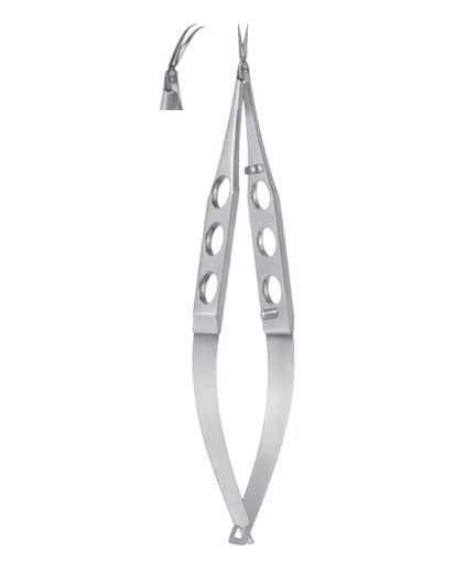 Uthoff-Gills Capsulotomy Scissors, 10mm long angled blades, curved tips, blunt points
