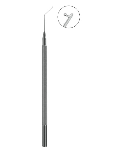 Lester IOL Manipulator, 0.25mm diameter tip, straight, angled