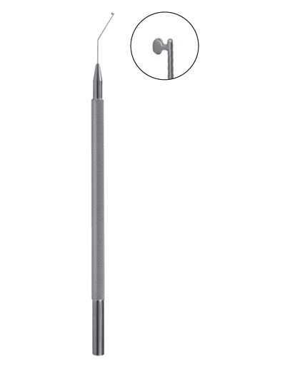 Kuglen Iris Hook & Lens Manipulator, Push-pull model, round handle, angled